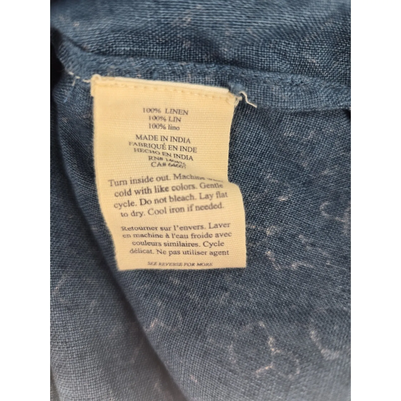 Faherty‎ Carmel Dress Women's Size Small Linen Blue Geo Button Up Mini Dress - Image 6