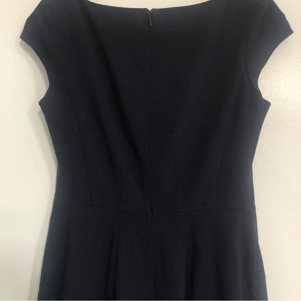 L.K. Bennett Navy Blue Sheath Dress Pleated Tulip Hem women’s size 6 cocktail - Image 7