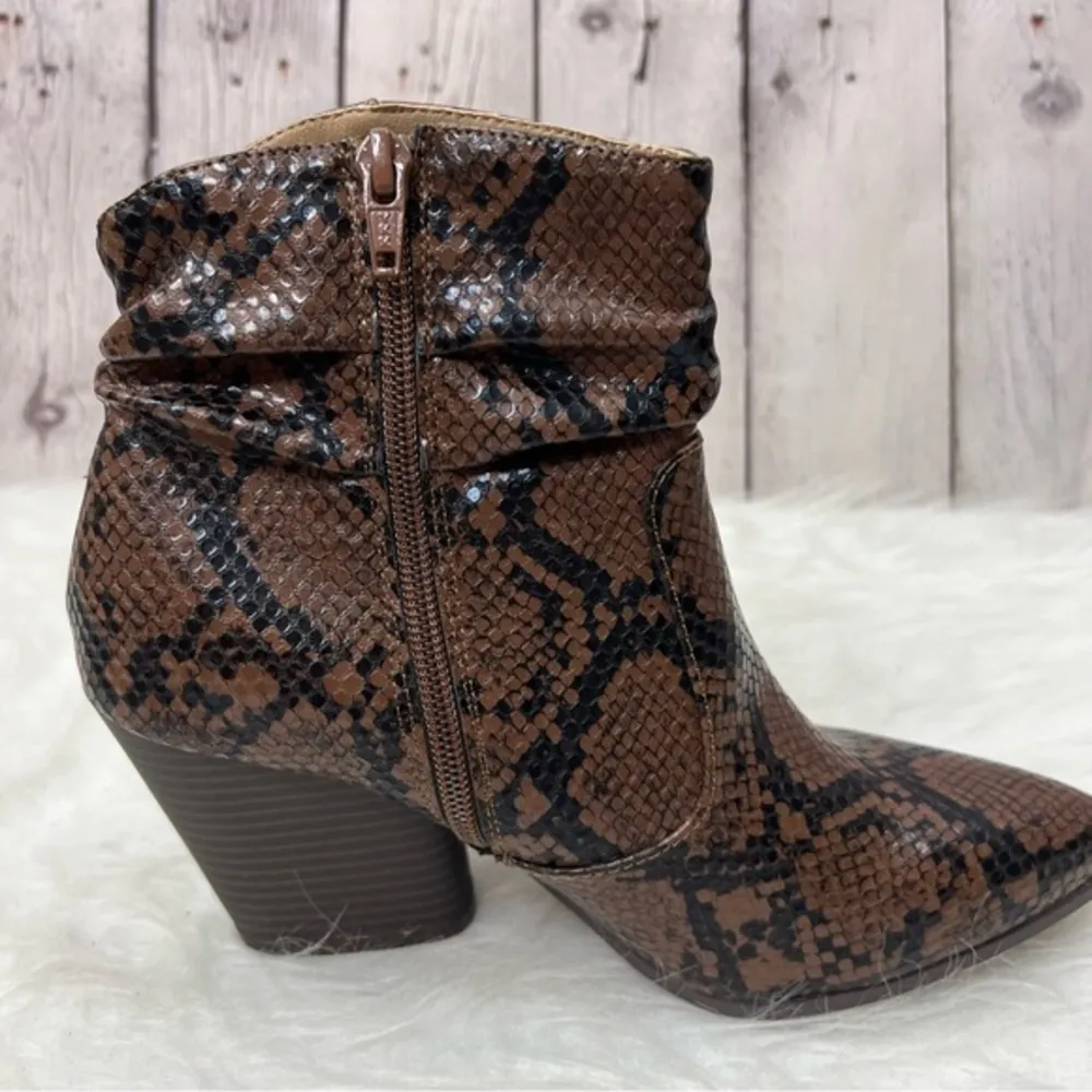 Seven Dials Halsey Brown Snake Print Slouch Western Booties 7 - Image 10