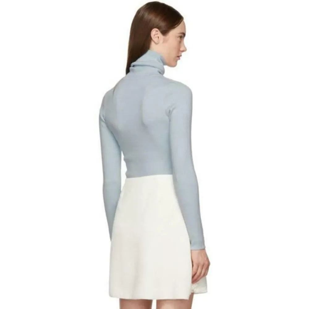 See By Chloe Blue Bisou Turtleneck Ribbed Long Sleeve Sweater Lip Detail S - Image 3