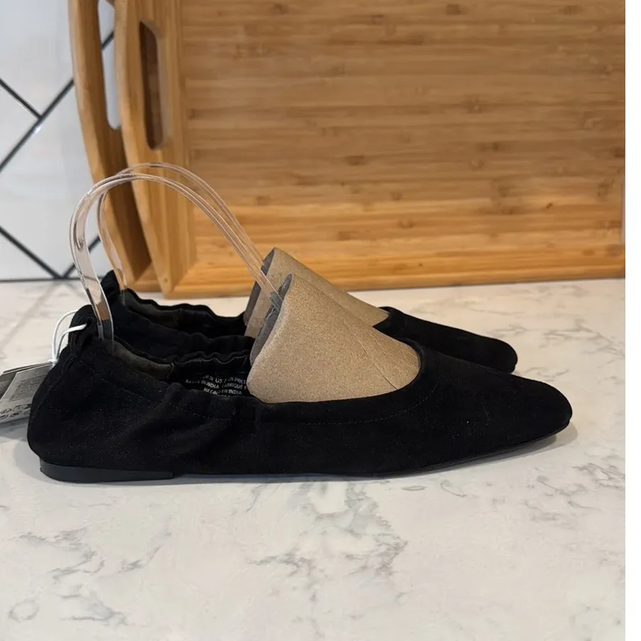 H&M black suede flats size 7.5 minimalist office casual comfortable minimalist - Image 4