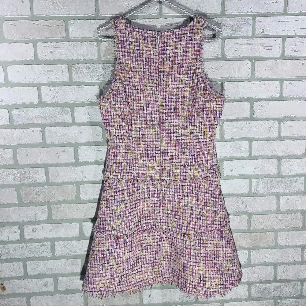 Likely Pink Multi Tweed Mini A Line Dress Size 8 - Image 6