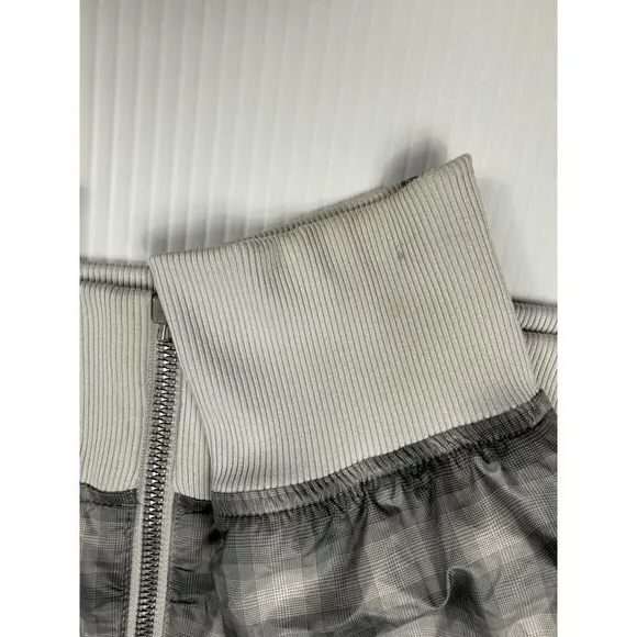 Marmot Lightweight Plaid Athletic Zip-Up Jacket Windbreaker‎ Gray White XL - Image 5