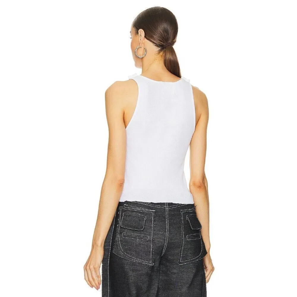 SAMI MIRO VINTAGE Scrap Tank in White & Black Medium New Womens Sleeveless Top - Image 3