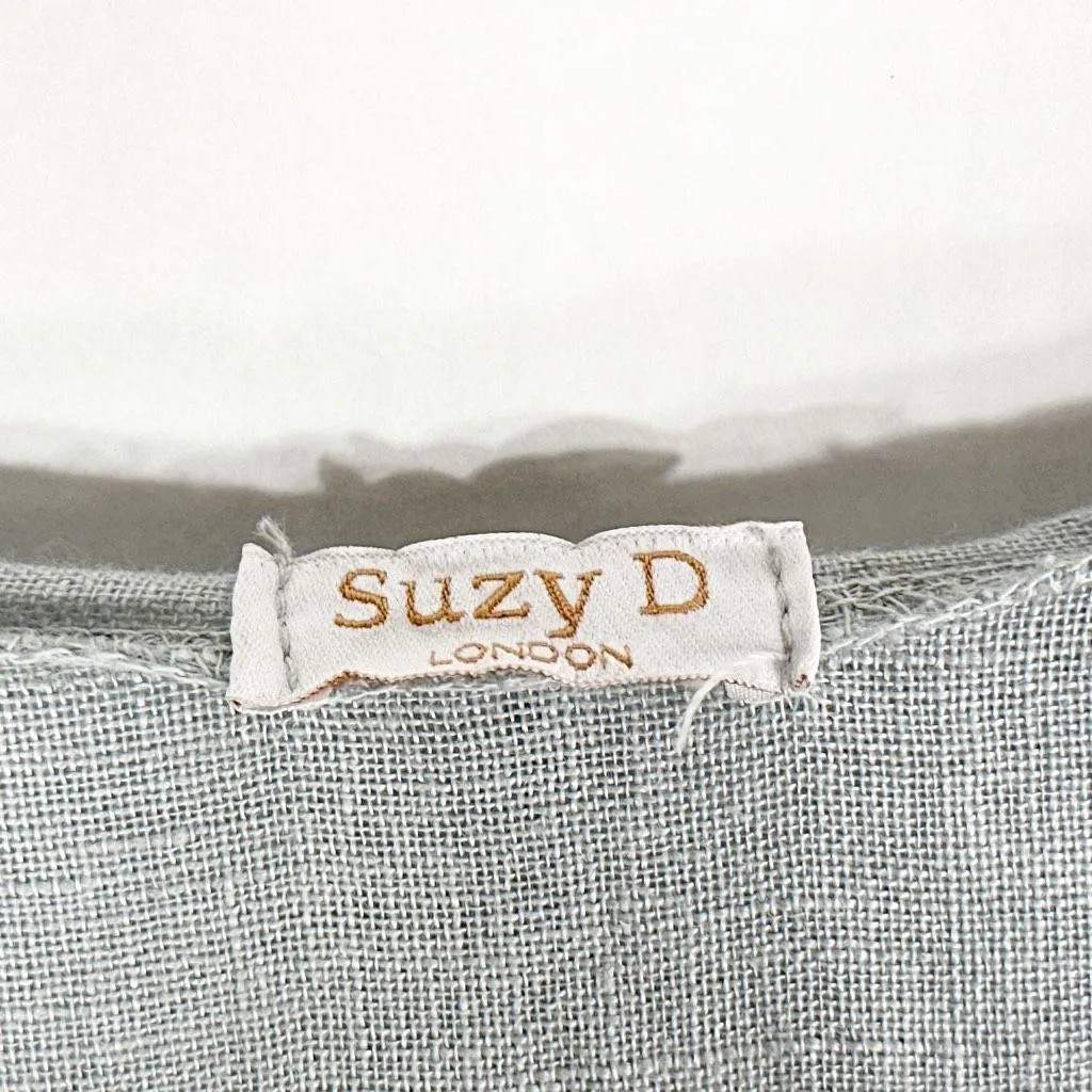 Suzy D London Medium Shrug Linen Open Front Short Sleeve Light Gray‎ Italy 359 Gray - Image 7