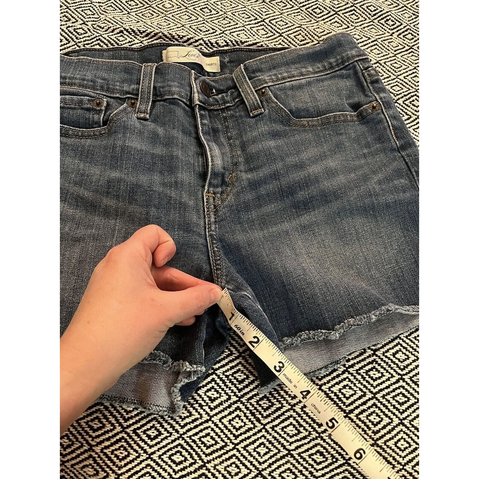 Levis 501 Womens Cut Off Shorts High Waist Blue Button Fly Size 4 - Image 8