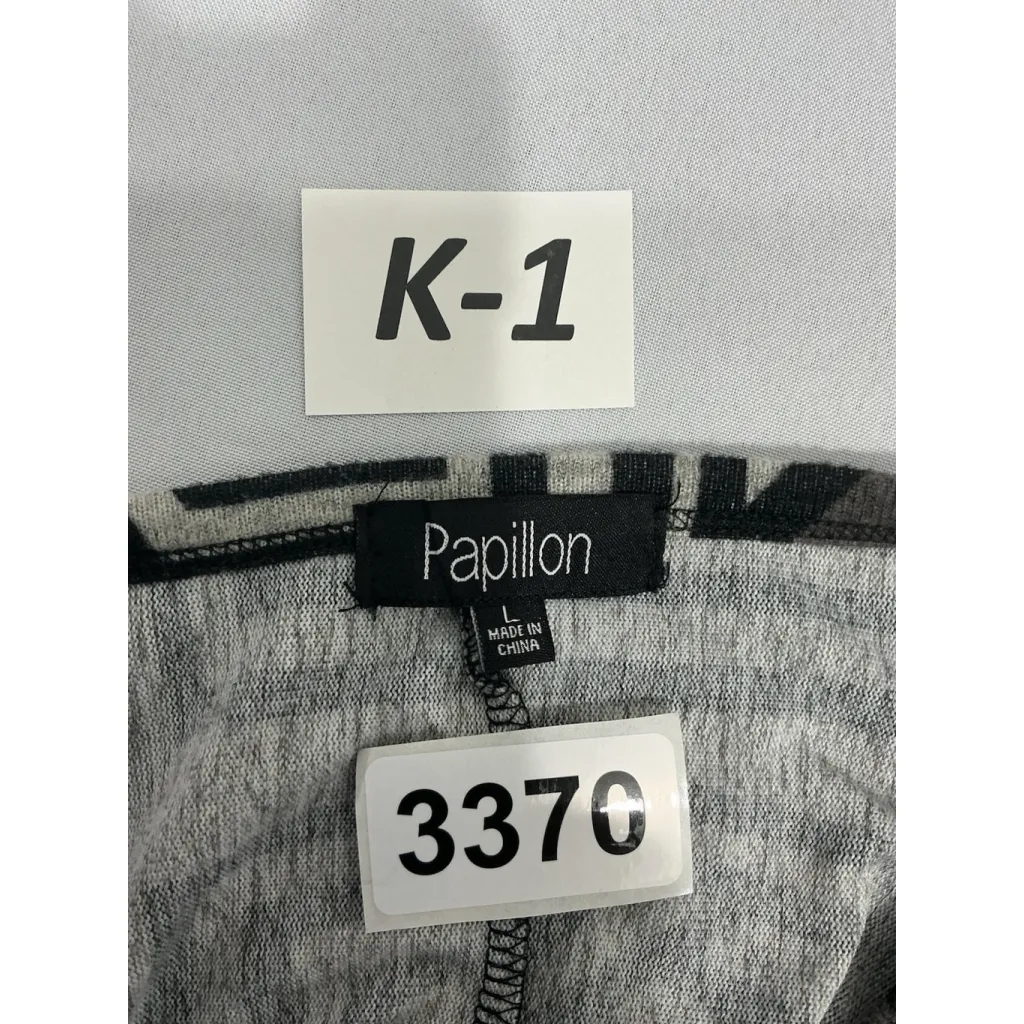 Womans Papillon L Black Gray Geometric Sweater Dress Long Sleeve Pockets - Image 3