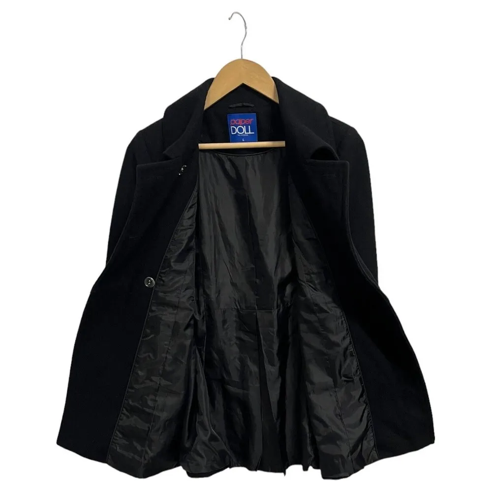 Paper Doll Womens Large Wool Pea Coat Double Breasted Notched Collar Lined Black - Image 13