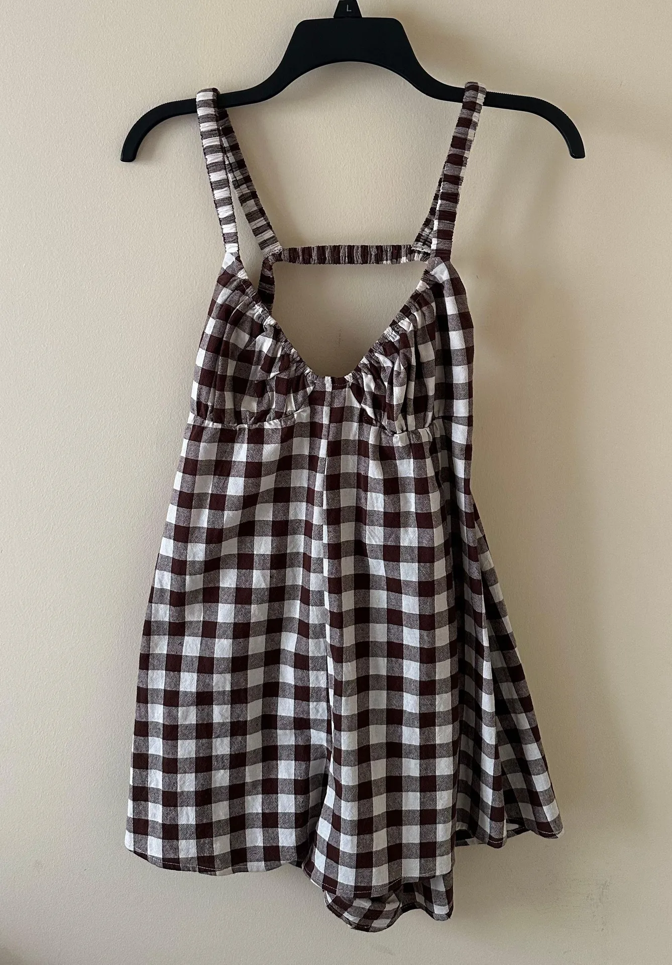 Princess Polly Brown Checkered Romper - Image 2