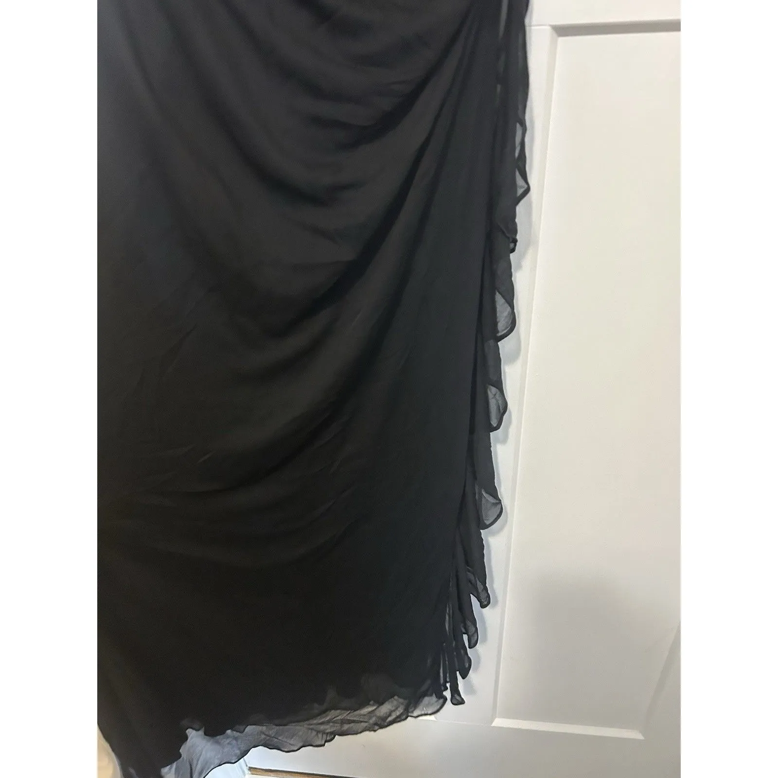 New Vintage Betsy & David Glitter Halter Mesh Formal Gown Black Sheath Long Y2K - Image 4