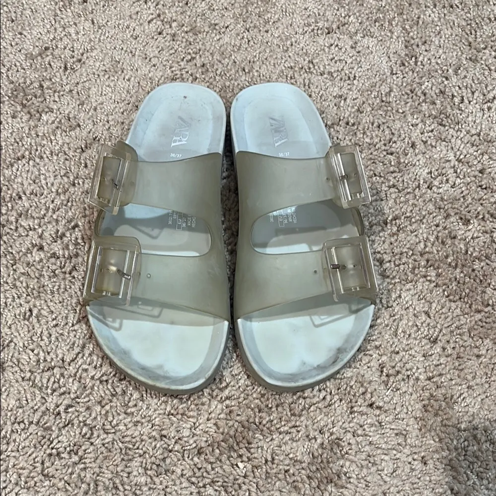 Zara Transparent Buckle Slide Sandals - Image 2