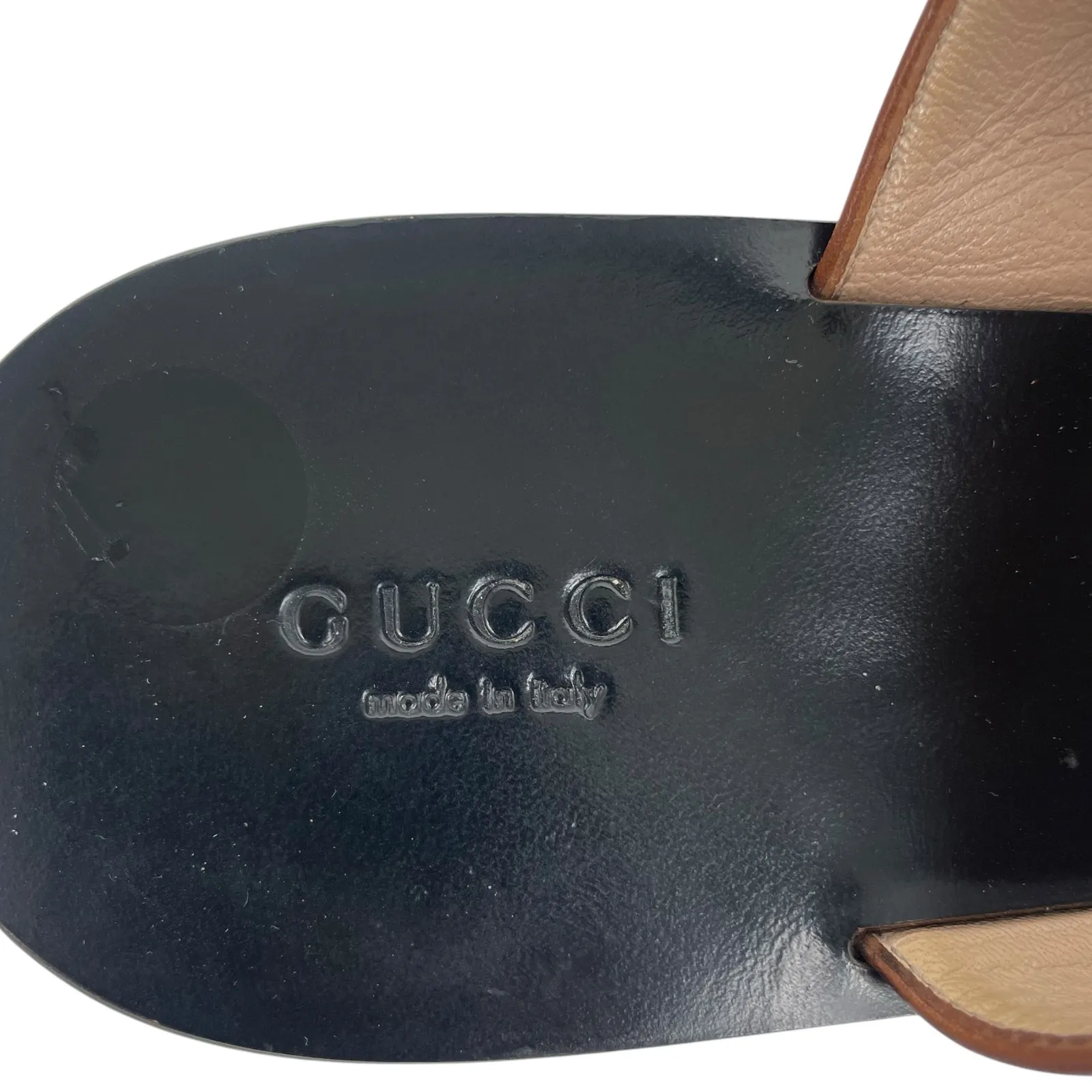 Gucci Leather Thong Sandals Gold Double G Logo Orange Brown Size 37 - Image 9