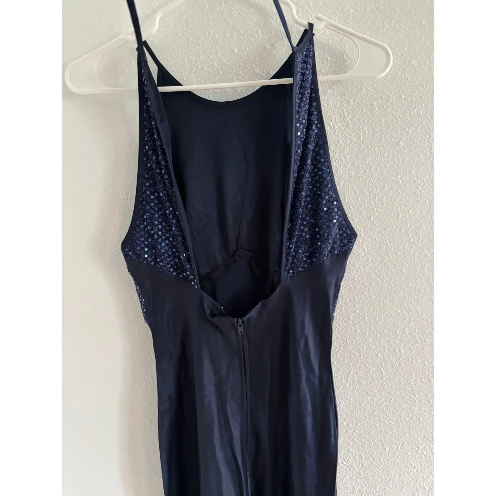 Steppin Out Dress Womens 9/10 Blue High Neck Maxi Y2K Hoco‎ Event Party Vintage - Image 3