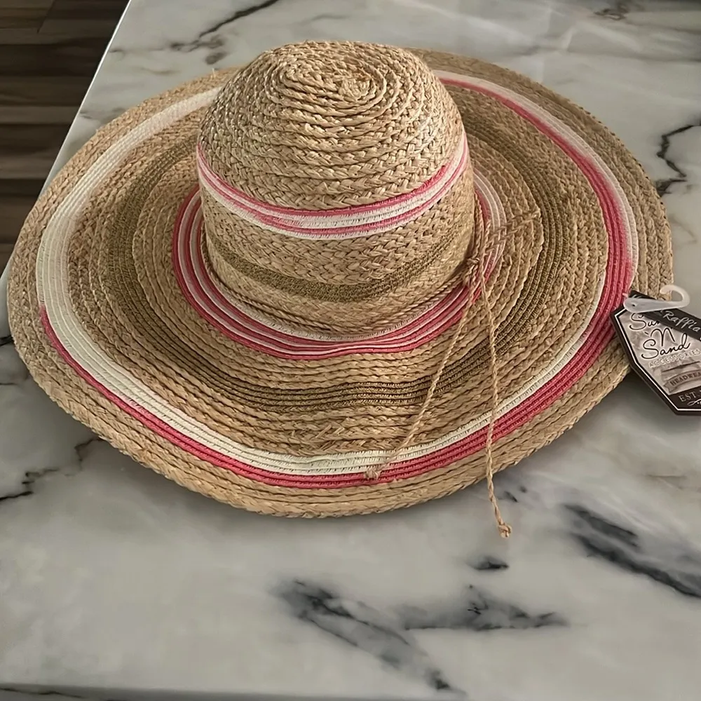 Sun and sand natural raffia sun protection hat Tan - Image 5