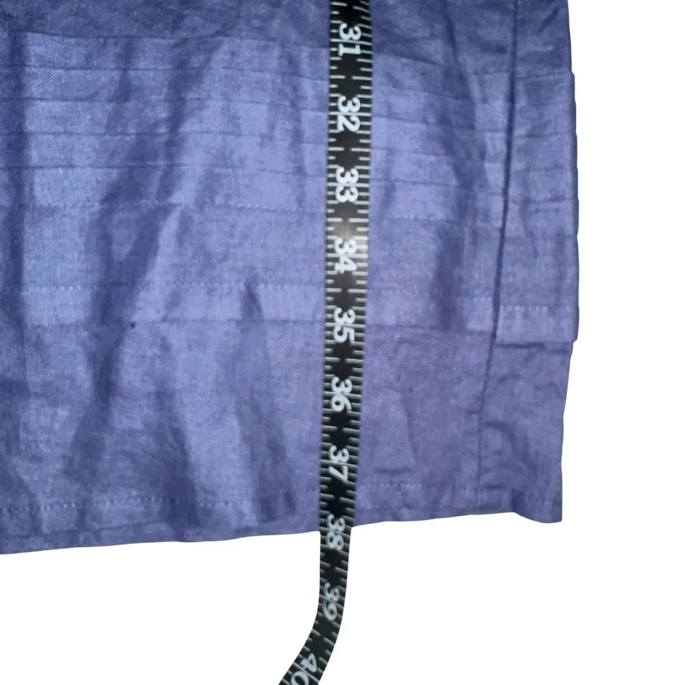 Sundance Vic Day Blue Linen Shift Short Sleeve Dress XS - Image 7