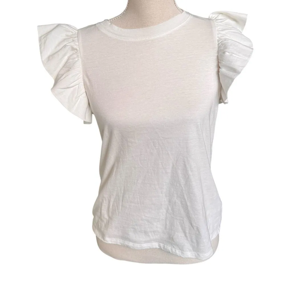 TUCKERNUCK White Kaia Flutter Sleeve Tee NWT XS - Image 2