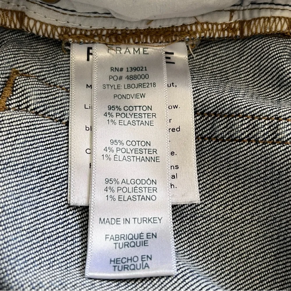 Frame Denim Le Boy Crop Straight Frayed Hem Jeans in Pondview Size 27 - Image 12