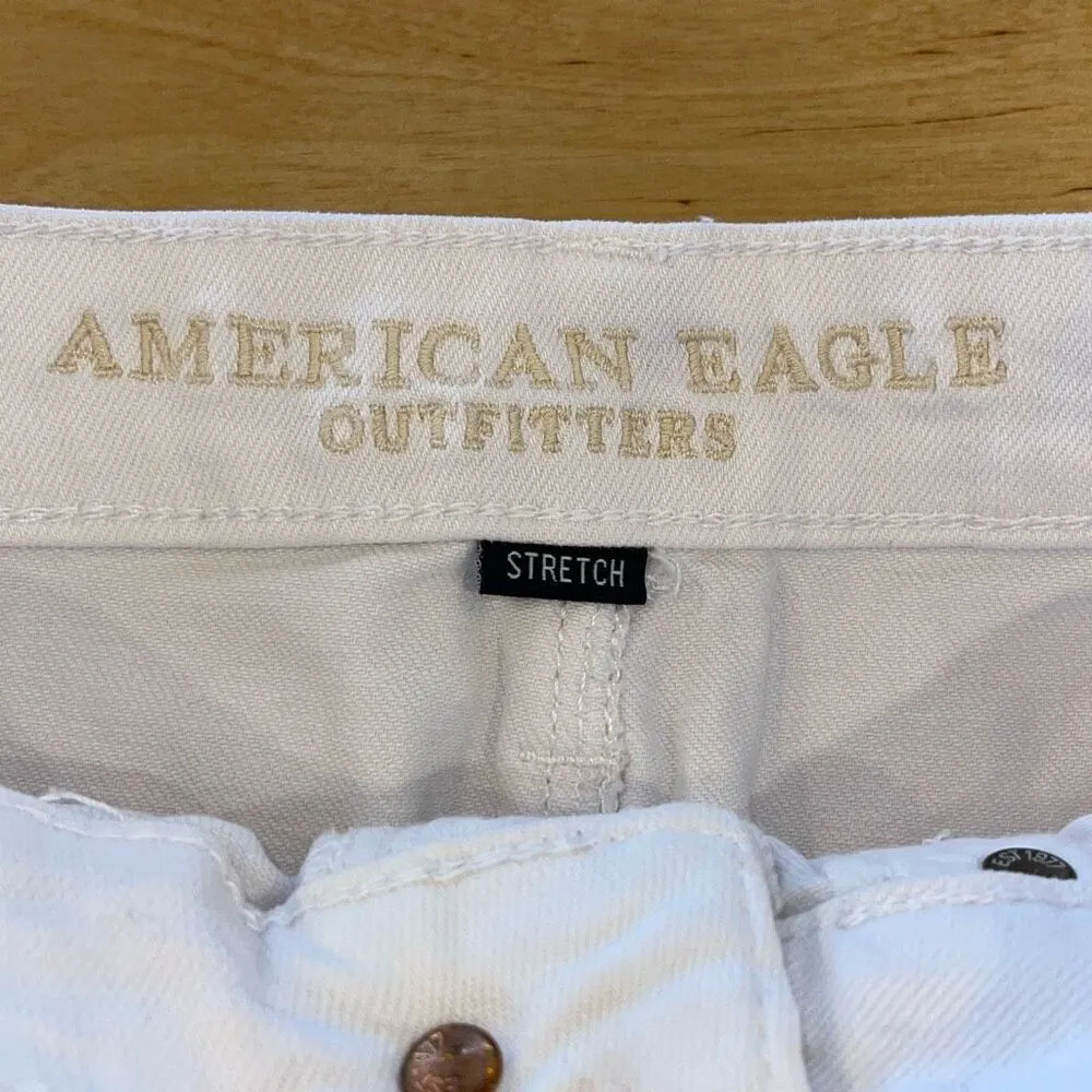 American Eagle Outfitters Womens Distressed Stretch Mini Denim Skirt‎ White Sz 2 - Image 3