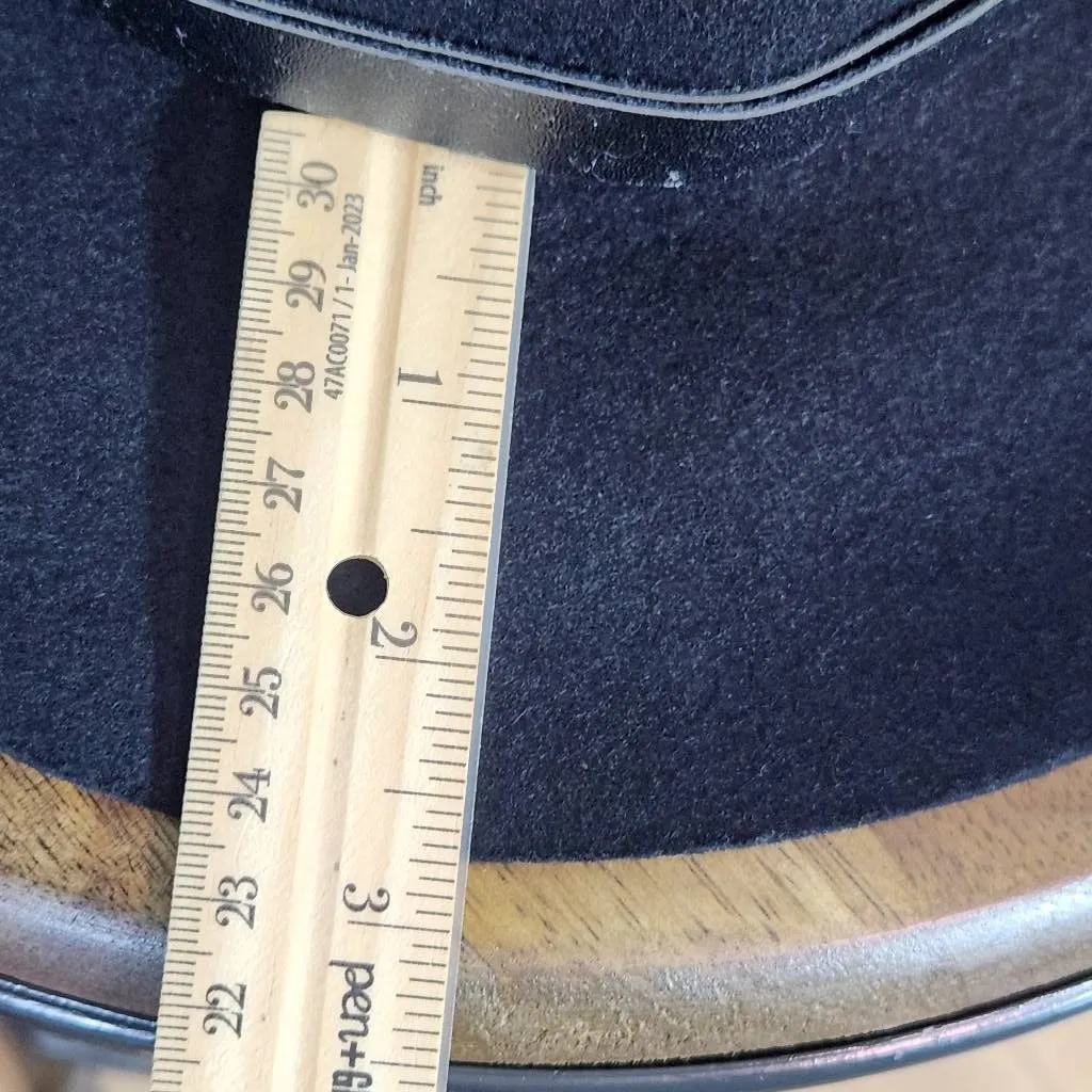 Kendall and Kylie Black Wool Fedora Hat with Faux Leather Trim One Size - Image 8