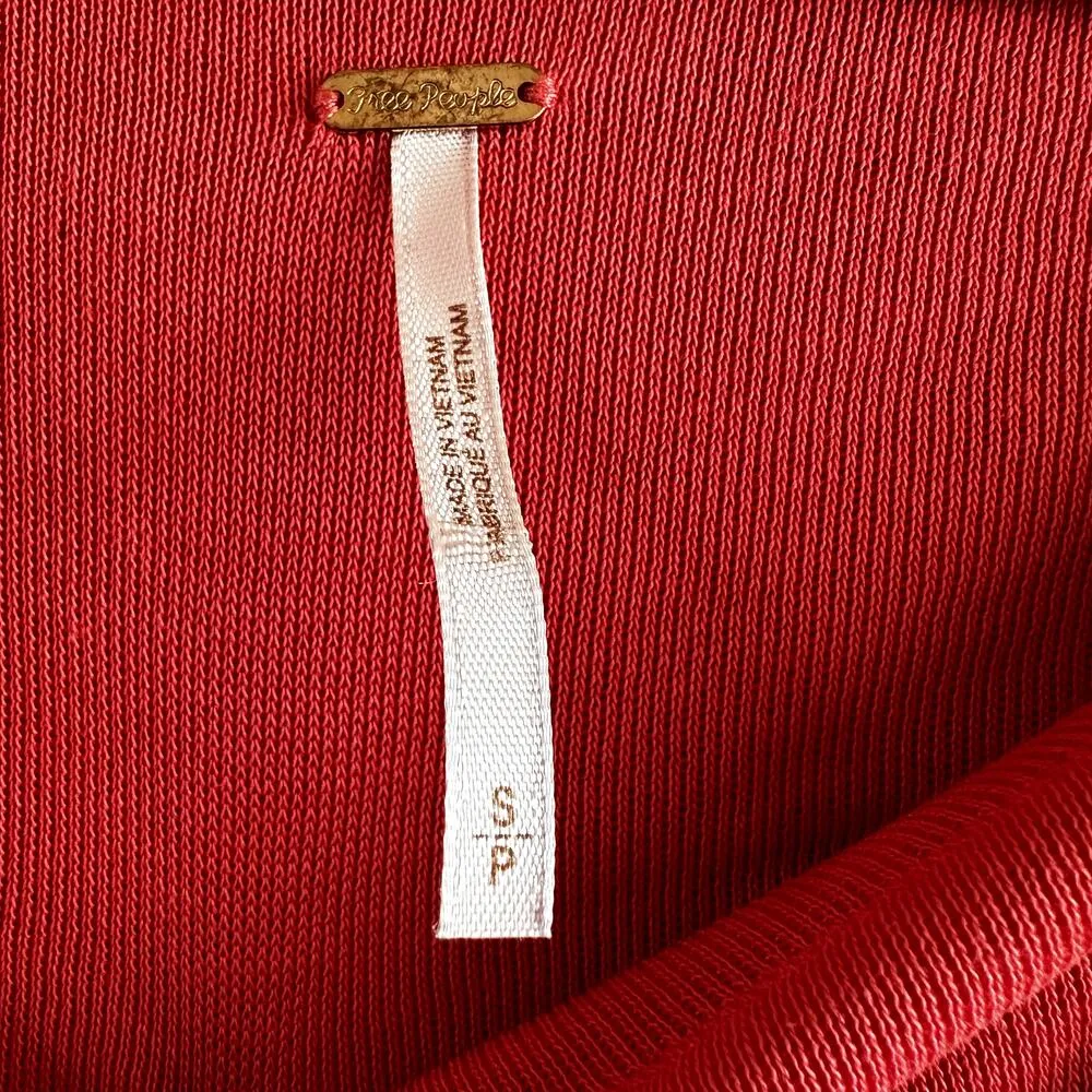 Free People Steppin Out Shift Tunic Dress 3/4 Sleeve Bateau Neck Red Black S - Image 3