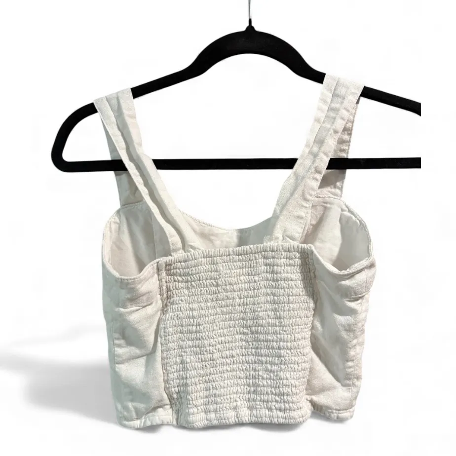 Abercrombie and Fitch White Linen Blend Crop Tank Top- Size‎ Small - Image 2