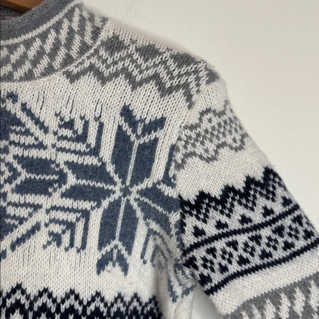 Vineyard Vines Patchwork Fair Isle Mockneck Wool Sweater Nordic Snowflake size M - Image 5