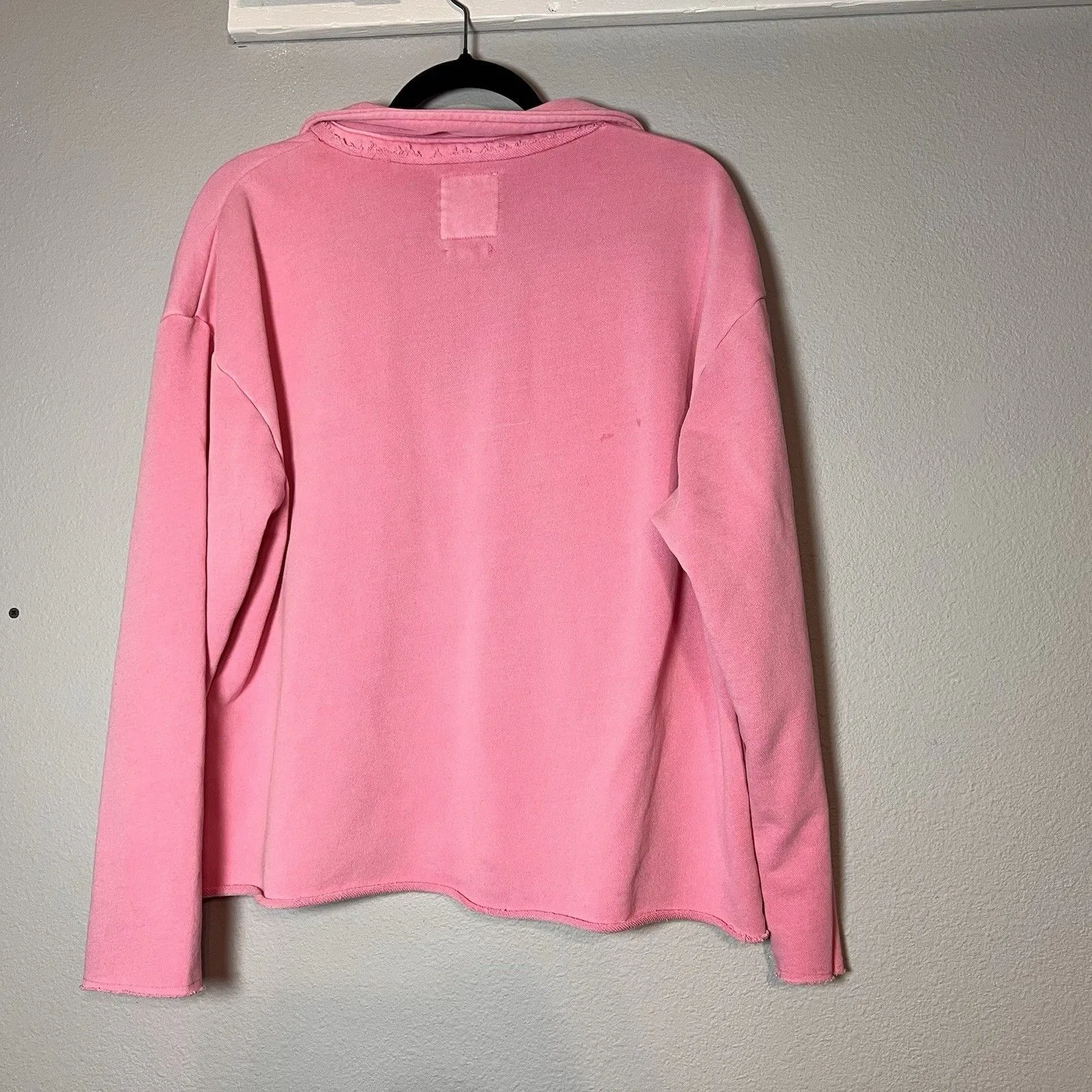 C&C California Sunwashed Sweatshirt Collared Pink V-Neck Size XL Women - Image 7