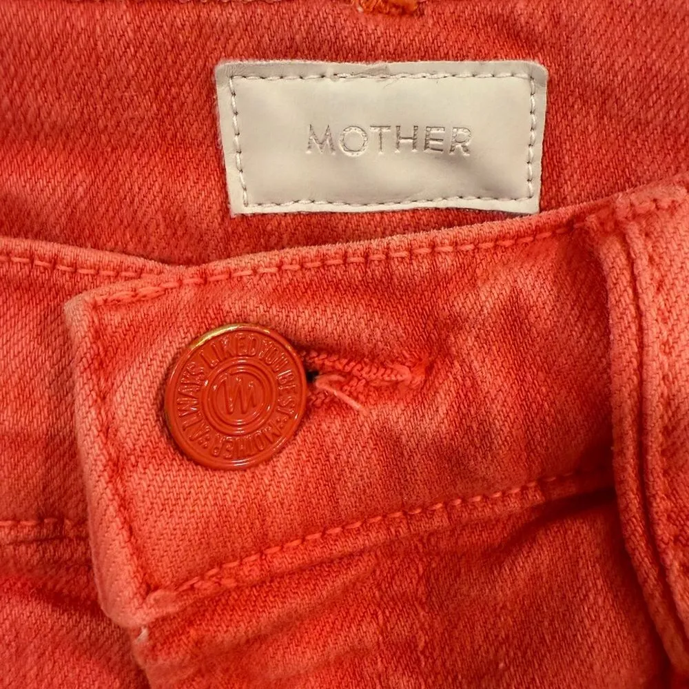 Mother The Swooner Rascal Ankle Fray Jeans Come Out and Play Sz 26 EUC Red - Image 6