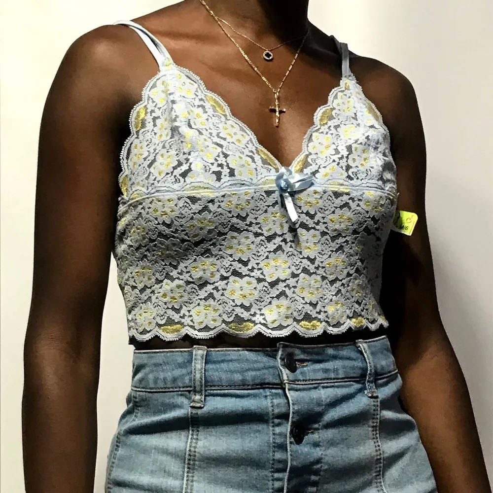 Cropped lacey lingerie cami tank top medium - Image 3