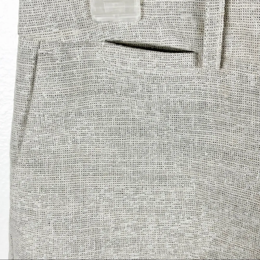 LOFT Cream Metallic Linen Blend Pockets Lined Shorts, Size 4 - Image 6