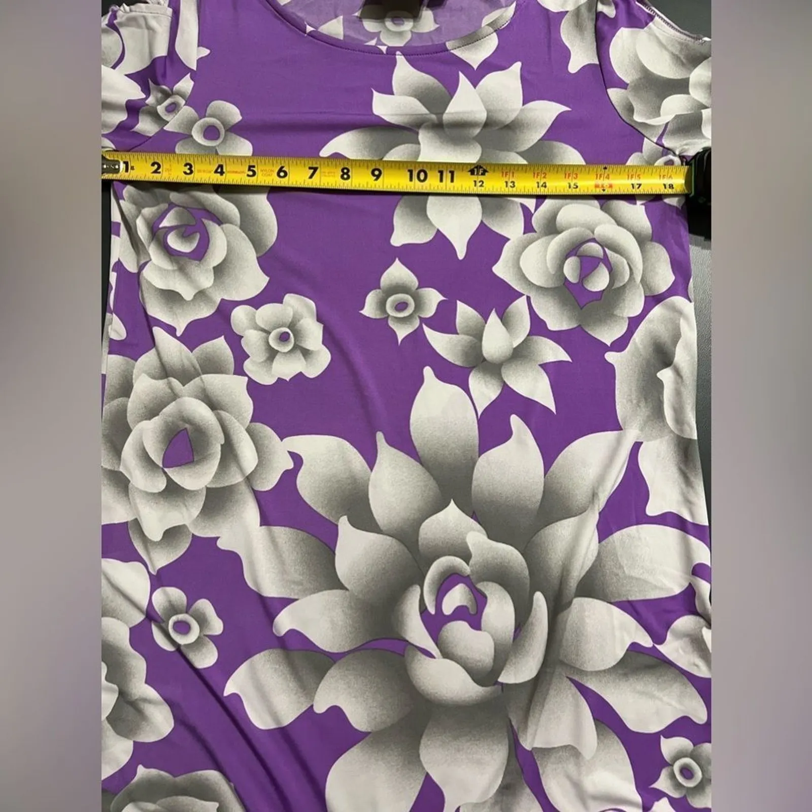 Bob Mackie Wearable Art Purple Gray Floral Tunic Sz XS - Image 9