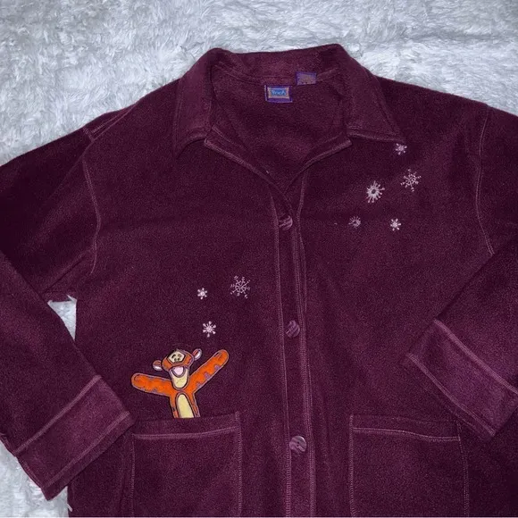 Disney Tigger - Vintage Winnie The Pooh Brand Purple Button Up Fleece size XL - Image 2