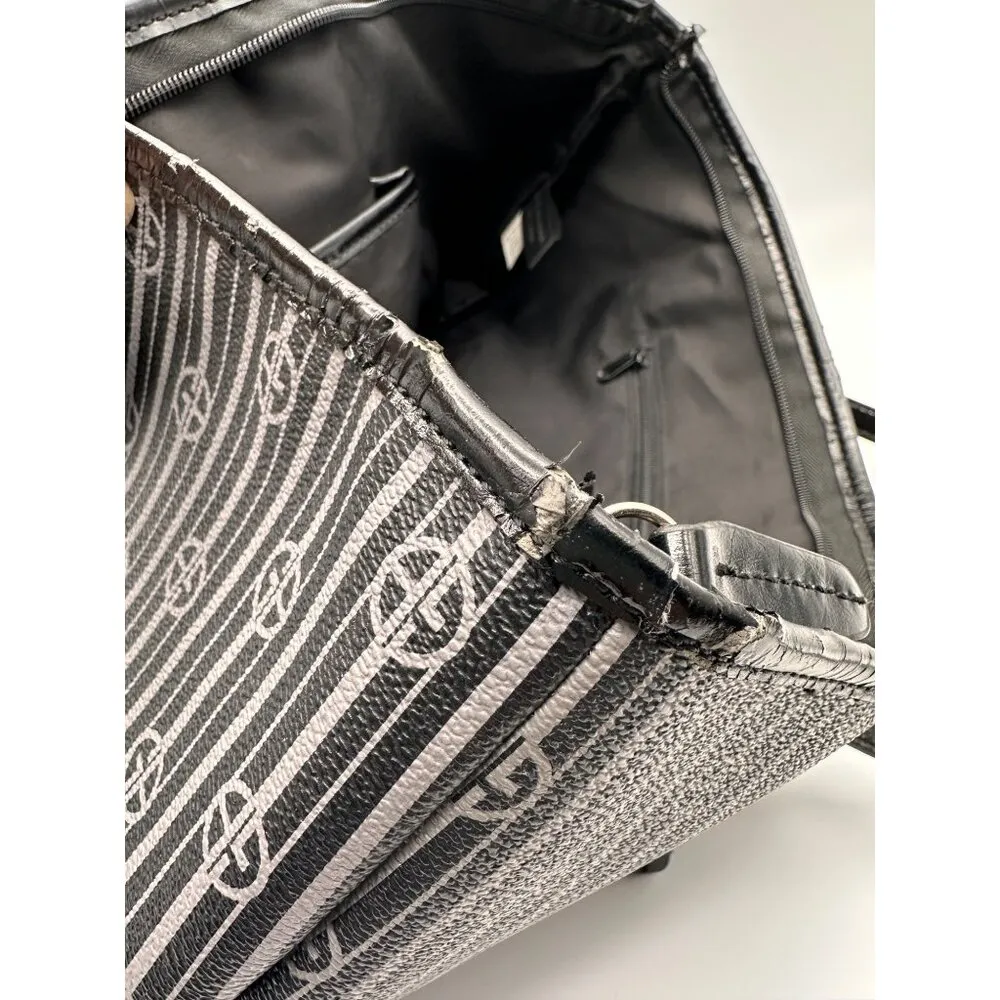 Giani Bernini Black Monogram Tote Bag – Leather Trim & Silver Hardware - Image 10