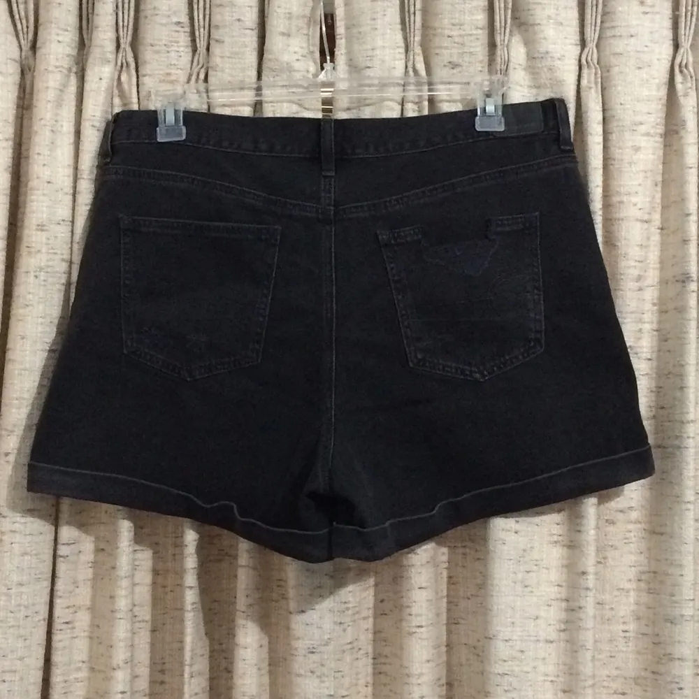 American Eagle Washed Black Mom Distressed Cuffed Denim Shorts - Image 7