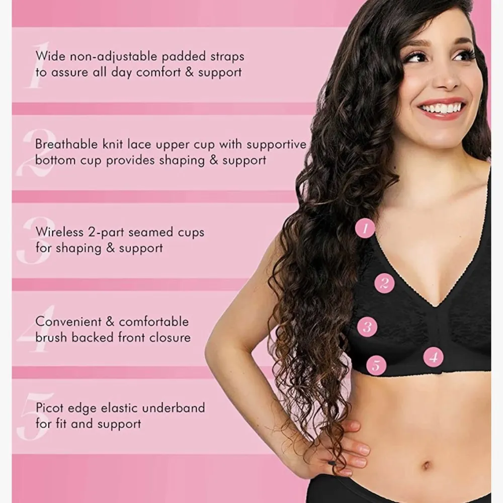 40D Exquisite Form 5100565 FULLY Lace Wireless Back & Posture Support Bra Black Size undefined - Image 2