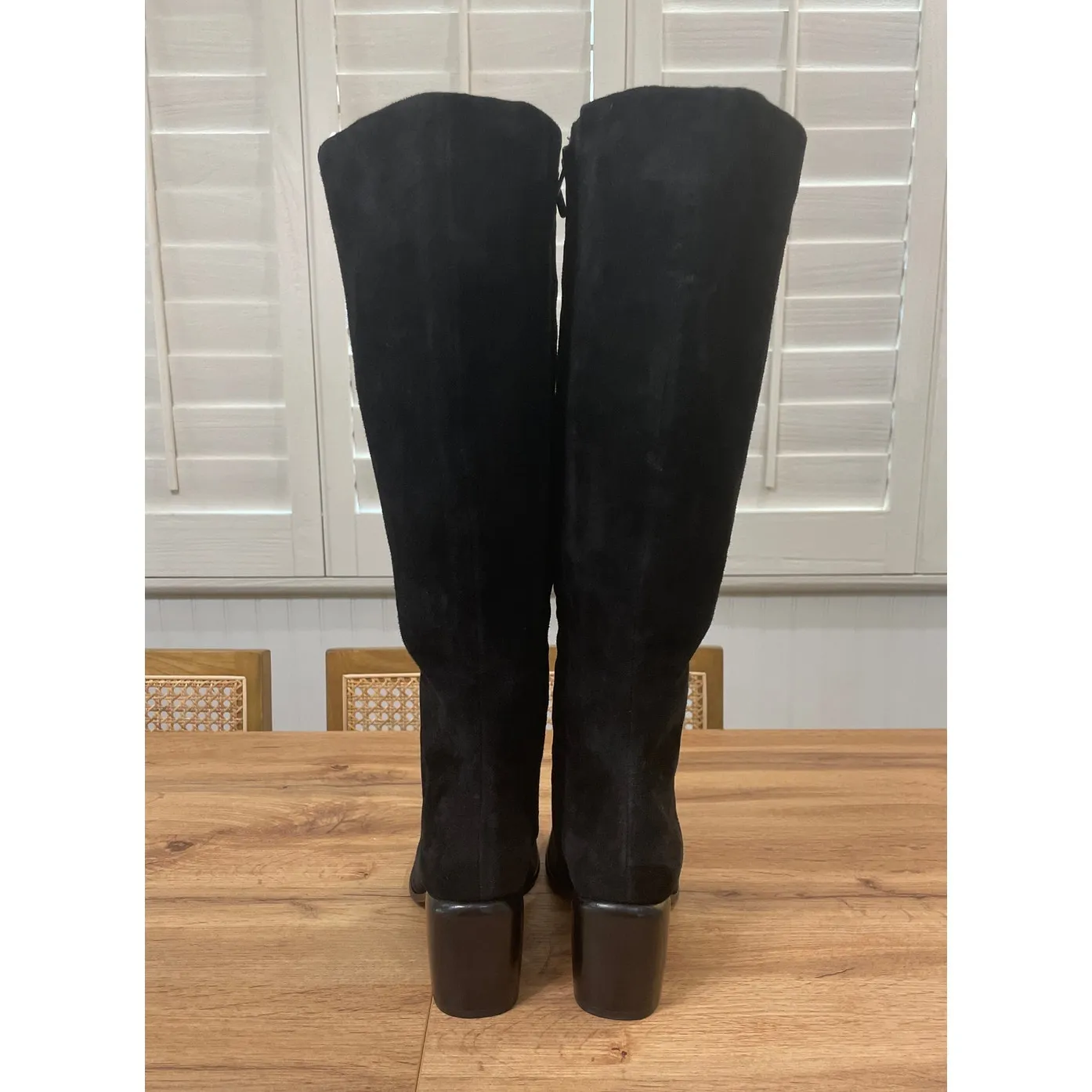 Vince Maggie Knee High Boots Black Suede Size 8 NWOB Riding Boots Round Toe - Image 8