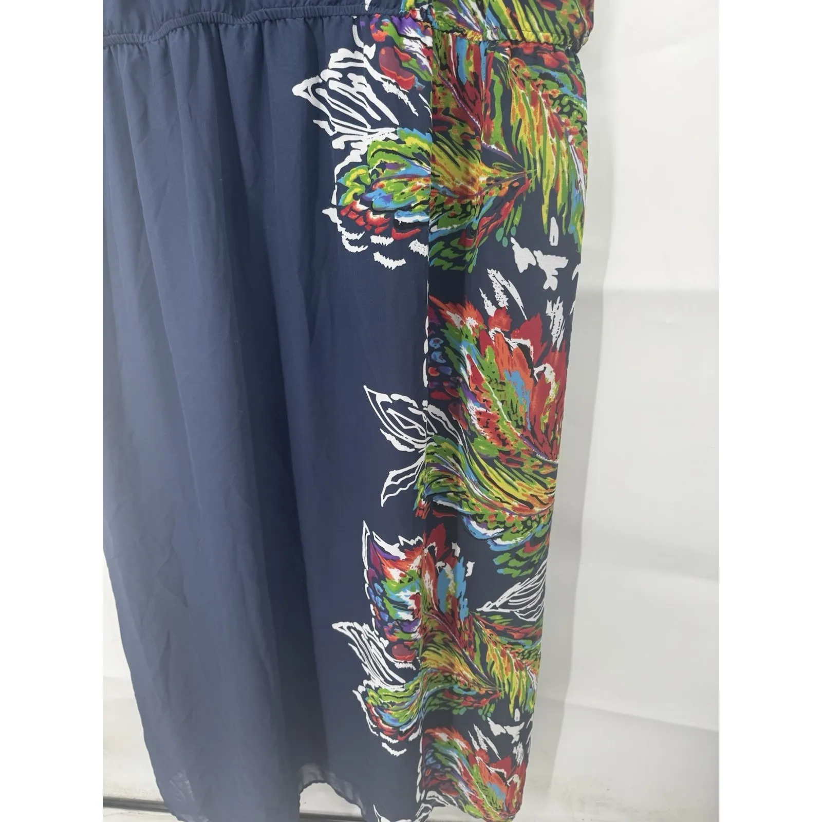 Lace & Mesh Maxi Plus Size 4X Navy Blue Dress Artsy Art To Wear Preppy Glam - Image 7