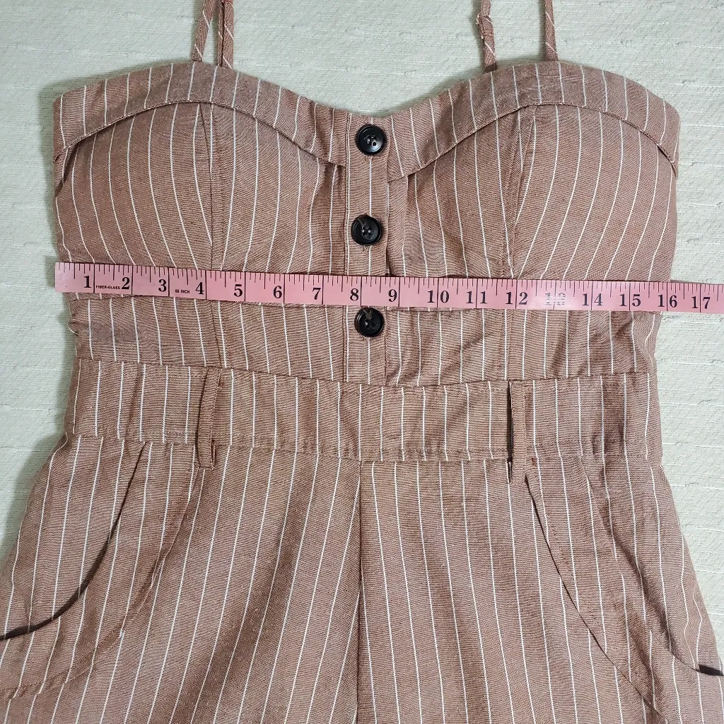 Active USA Brown and‎ white Striped print Romper Size L - Image 4