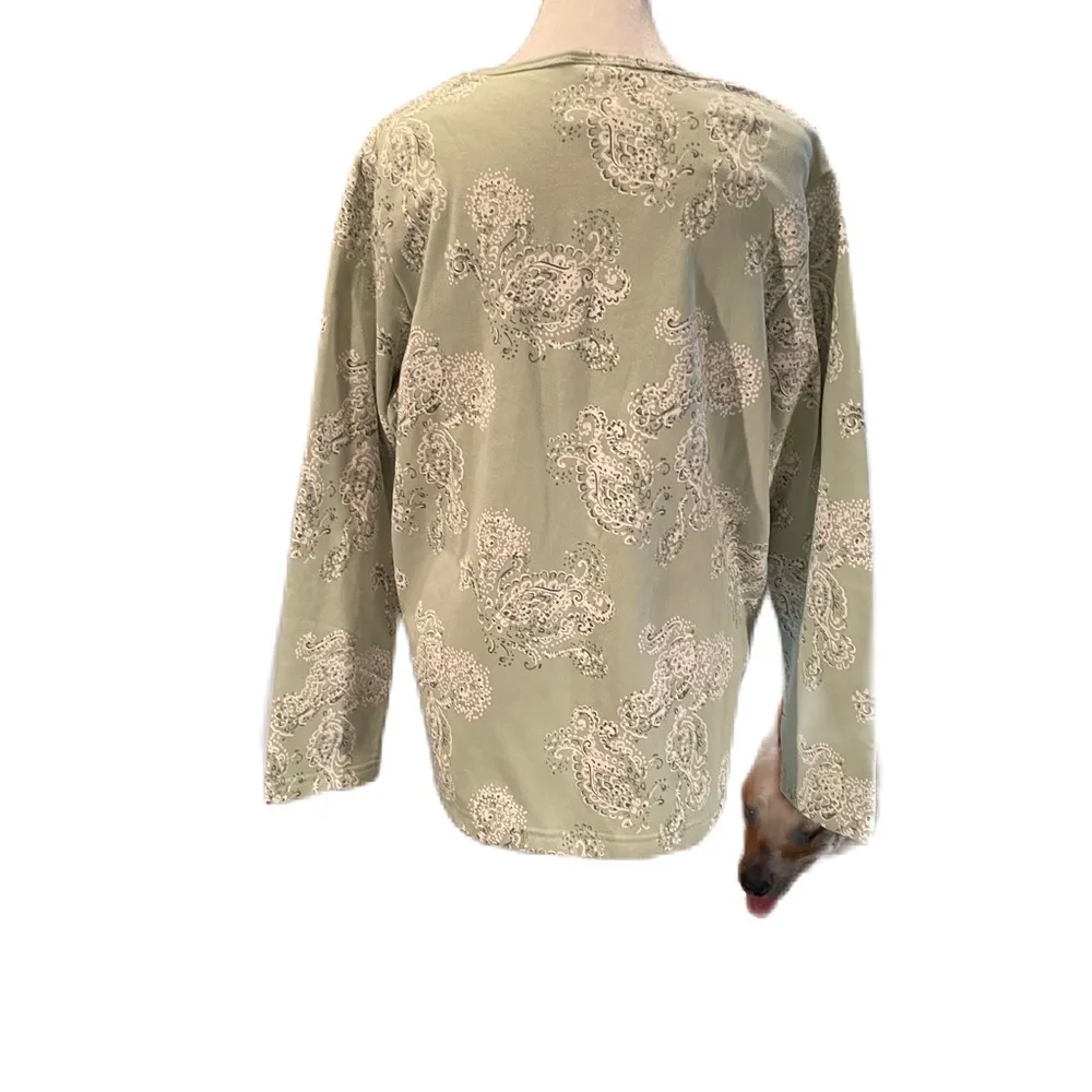 Mint Green With Paisley Print Long Sleeve Round Neck Sweatshirt Size M - Image 4