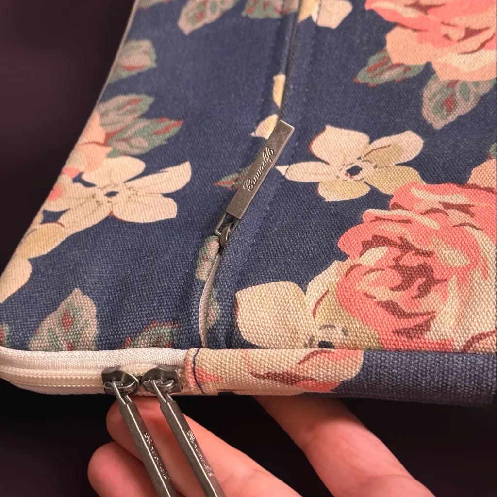 14 inch Floral Laptop Sleeve with front pocket Blue - Image 4