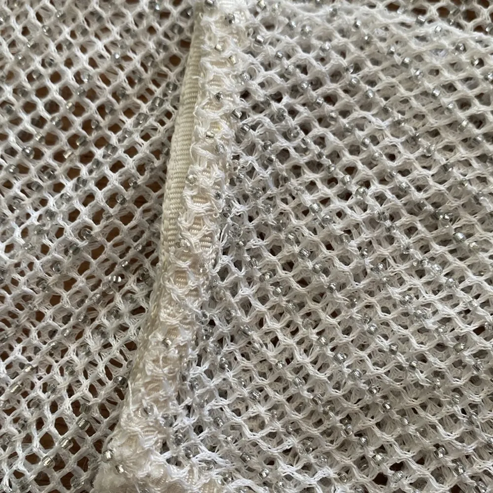 Grlfrnd Disco White Mesh Knit Beaded Hoodie sz M - Image 7