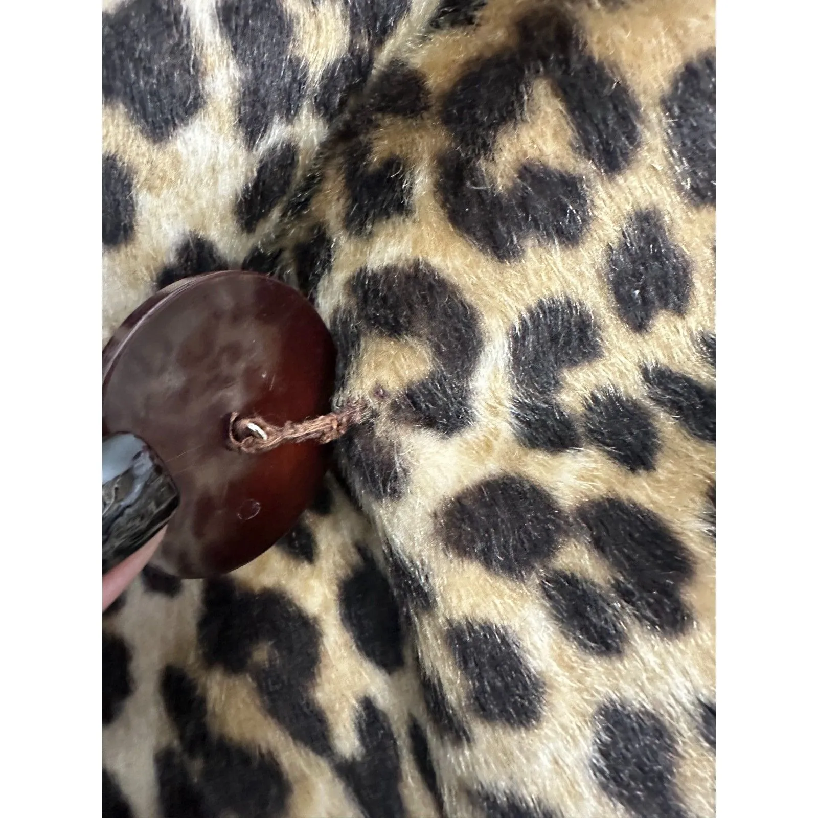 Vintage 1960s Kilimanjaro Sidney Blumenthal Faux Fur Leopard Coat Medium Large Brown - Image 4