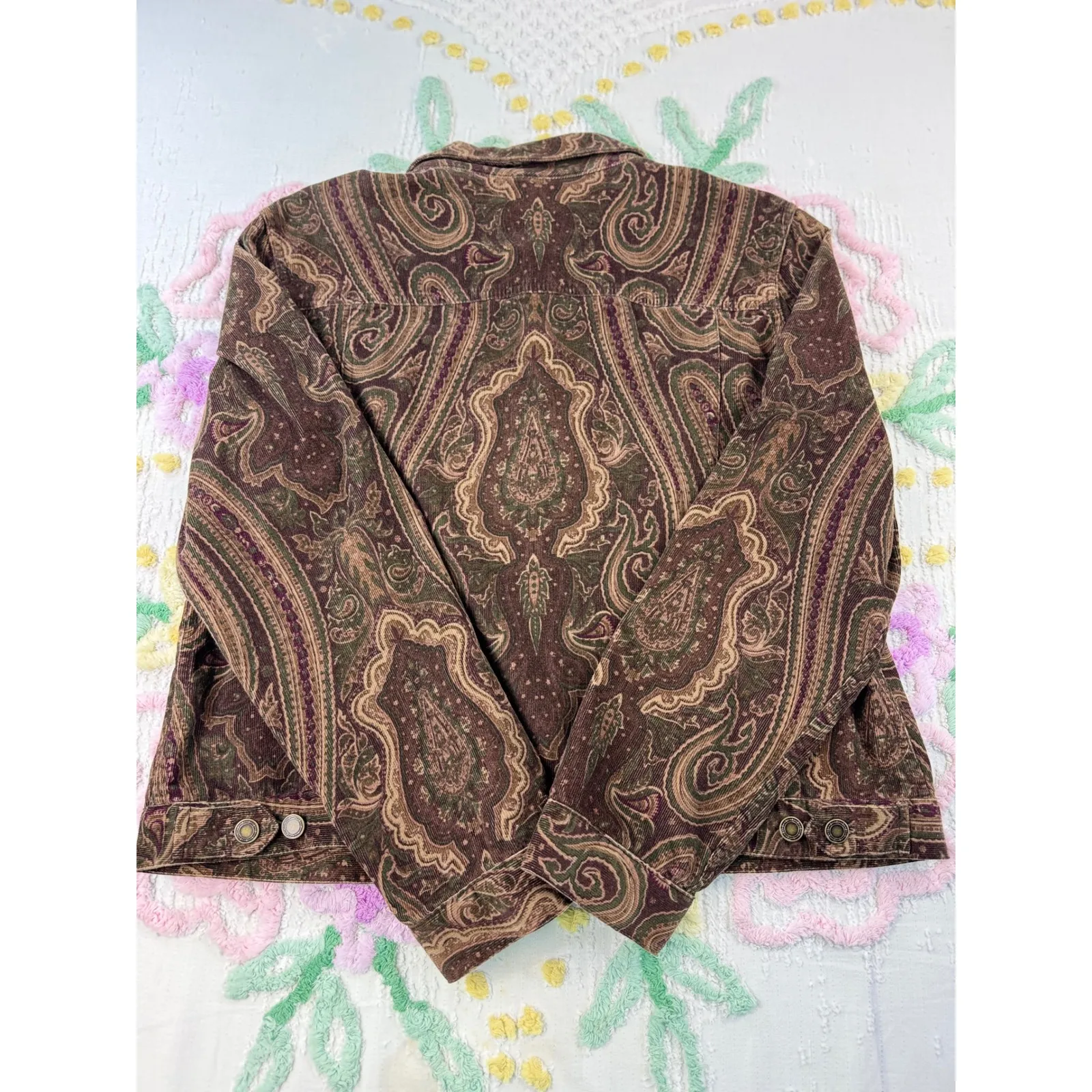 Charter Club Petite Paisley Print Denim Jacket Women's Size P/L - Image 2