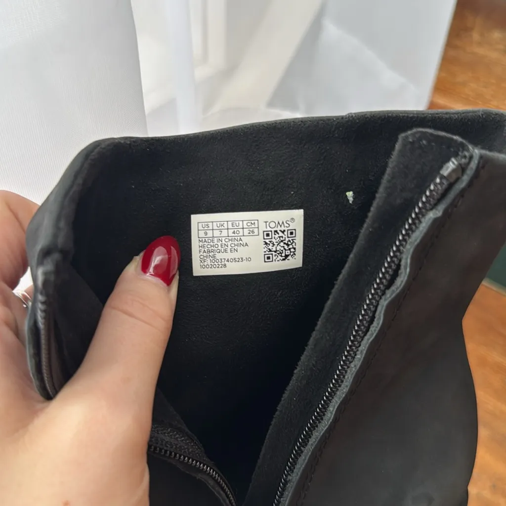 Toms Evelyn Heeled Boot Leather Black 9 - Image 5