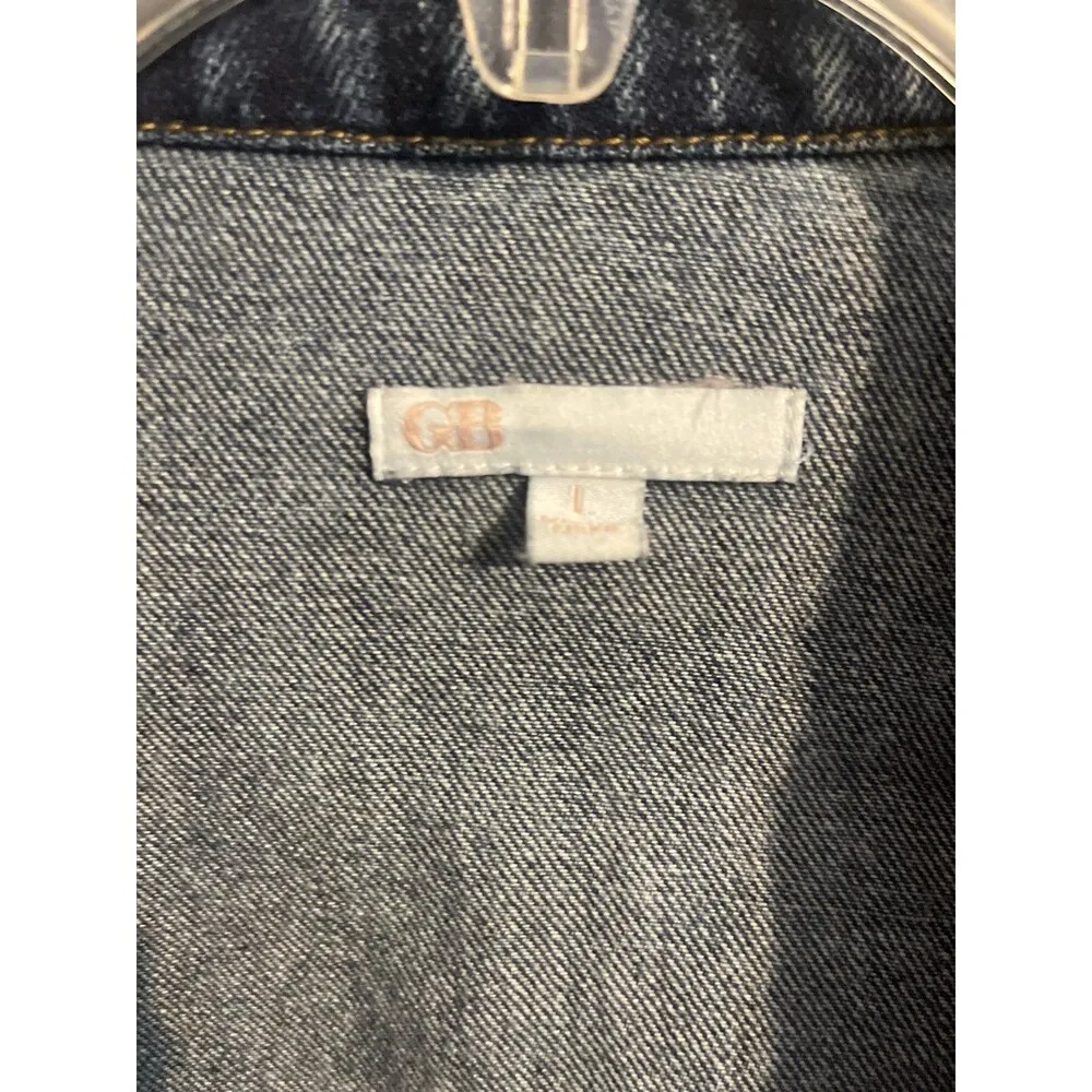 Gianni Bini GB Oversized Distressed Jean Jacket Size L - Image 3