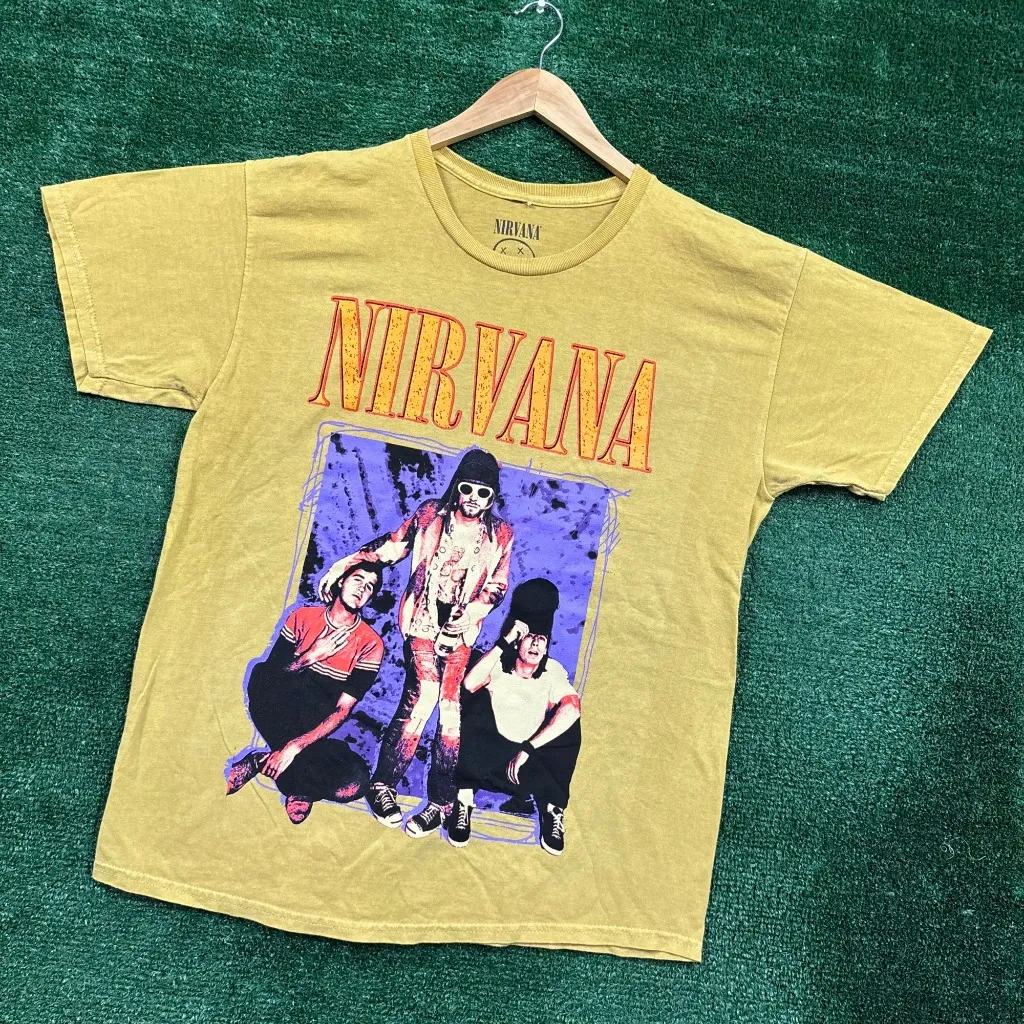 Nirvana Nevermind Grunge Band Mineral Wash T-Shirt Size Large - Image 3
