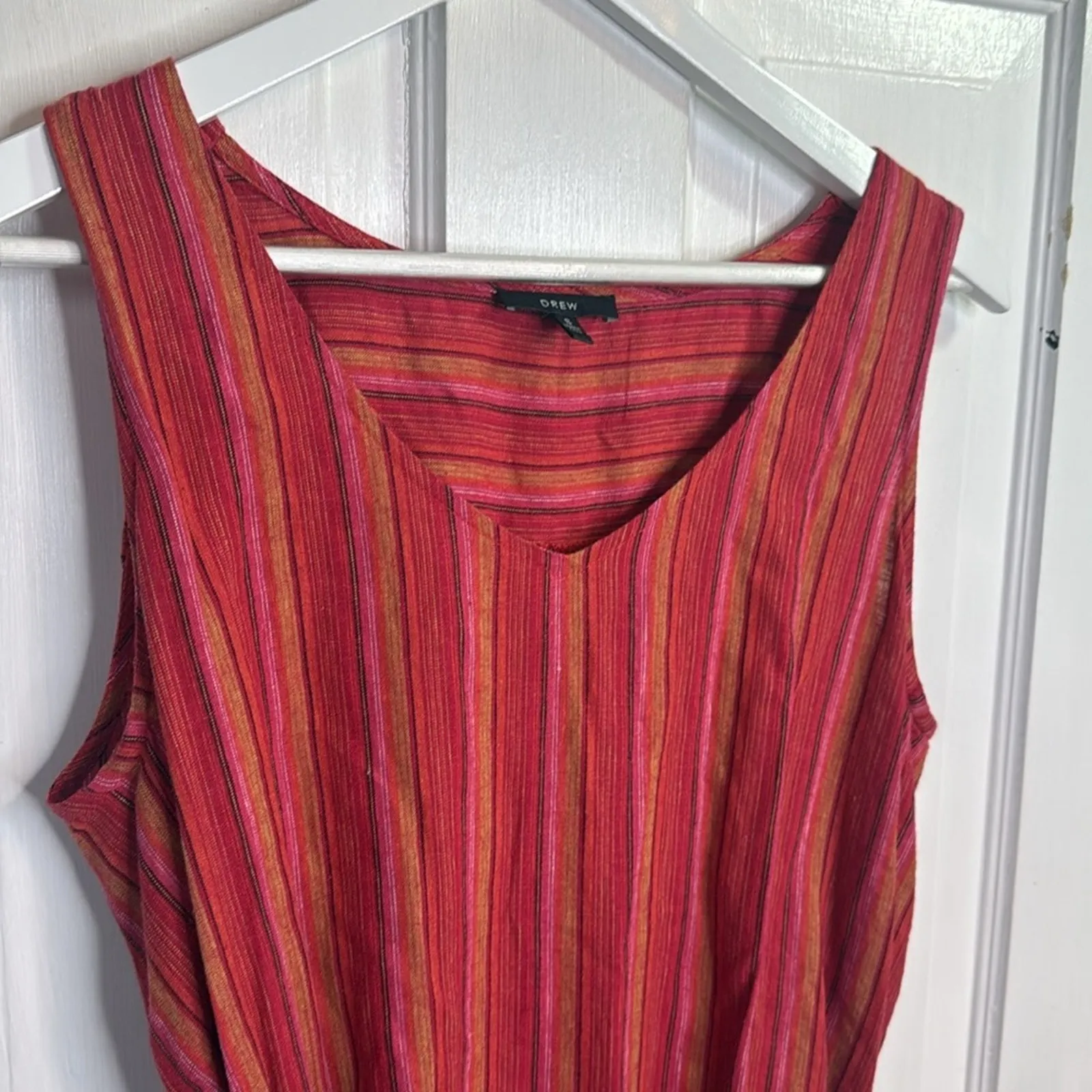 Anthroplogie Drew Red Stripe Morgan Linen Tie Front Dress W1313 Sz S - Image 2