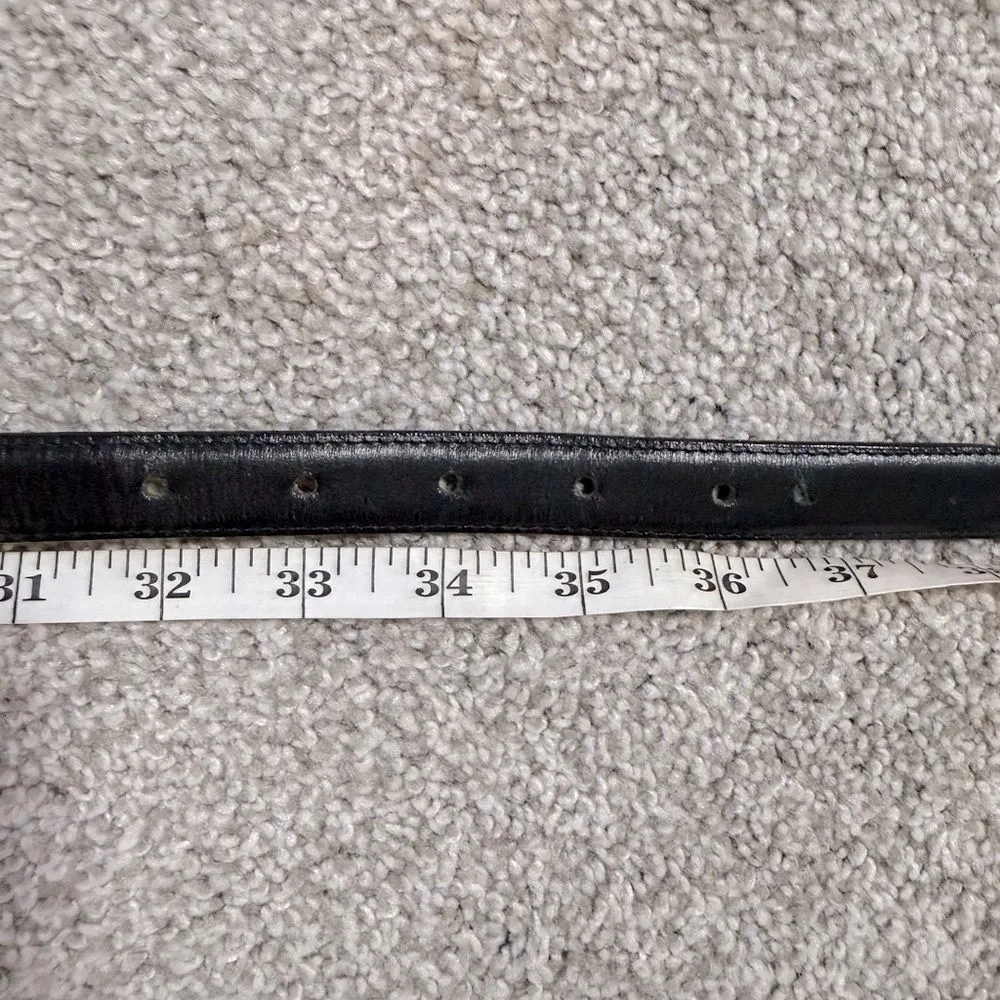 Justin Black Leather Western Belt Silver Heart Buckle Size 34 VGUC - Image 5