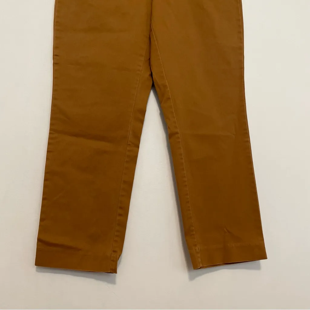 LANDS’ END Mid Rise Slim Leg Chino Crop Pants Brown Cotton Cropped Chinos Work 8 - Image 6