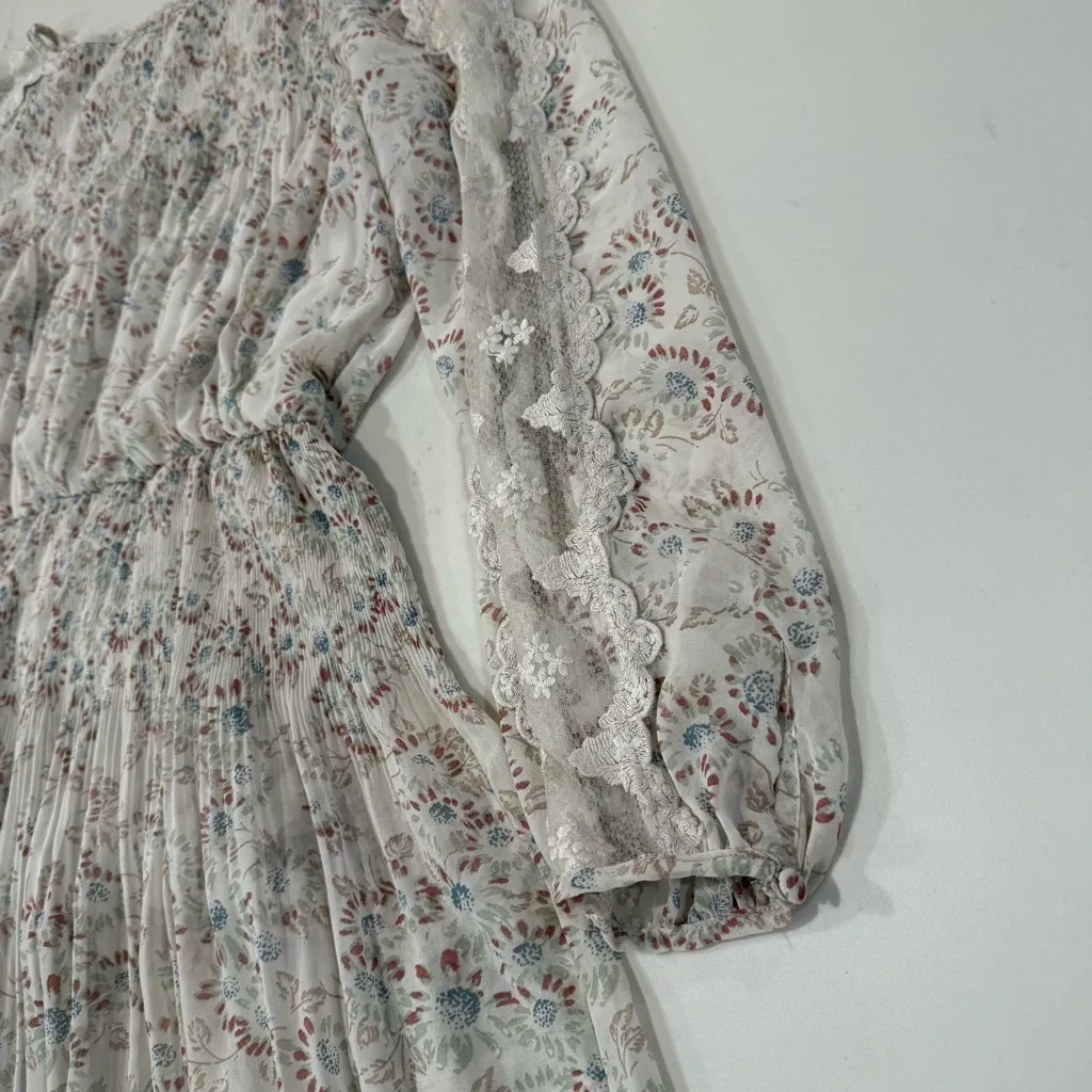 Free People Floral Charolette Chiffon Midi Dress Women’s Small Alabaster Combo - Image 10